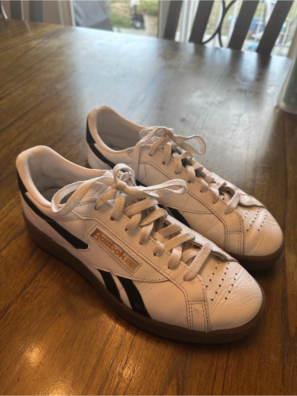 Reebok Men's White Sneakers with Black Stripes